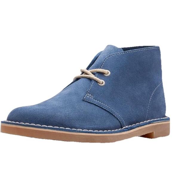 New Clarks Men's Suede Desert Boot Ortholite Extreme Comfort Sz 9.5 Blue - Picture 1 of 6